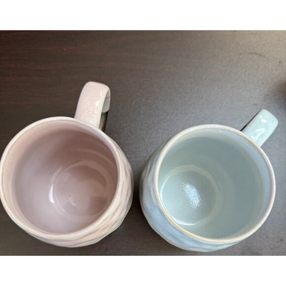 Set Of Two Roscher Large Stoneware Mugs Pink Blue & Iridescent Color Natura - Picture 6 of 8
